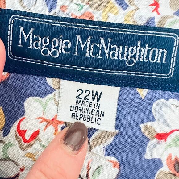 Vintage Maggie McNaughton Dress 22W Floral 90s Button Front Prairie Cottagecore - Picture 8 of 12